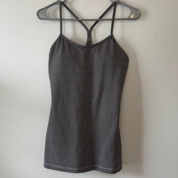 lululemon athletica Tops - Lululemon Power Y Tank Black and Grey Striped